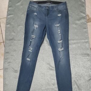 Torrid Skinny Blue Distressed Jeans
